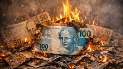 dinheiro queimando dívidas endividamento brasileiros