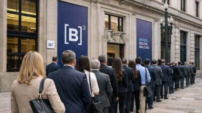 fila de ipos na porta da b3 bolsa de valores brasileira