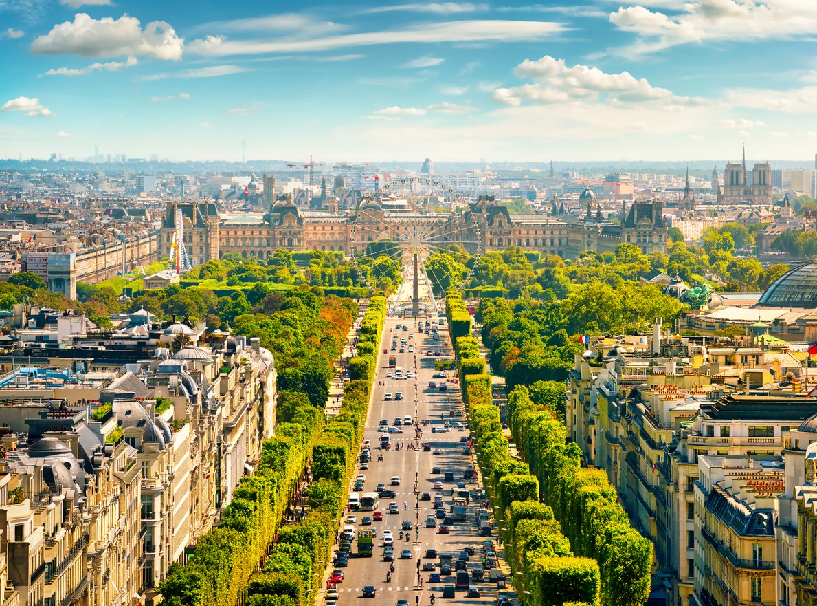 Givaga View on Avenue des Champs Elysees from Arc de Triomphe in Paris, France