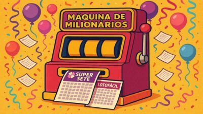 Máquina de milionários expele bilhetes de loterias.