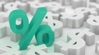 Desenho de percentual representando taxa de juros; bolsas reagem aos juros ibovespa também