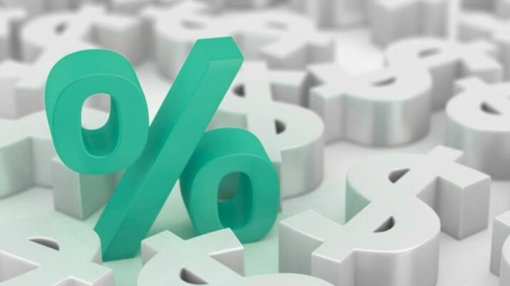 Desenho de percentual representando taxa de juros; bolsas reagem aos juros ibovespa também