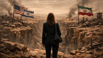 investidora olhando a guerra entre EUA, Israel e Irã Oriente Médio
