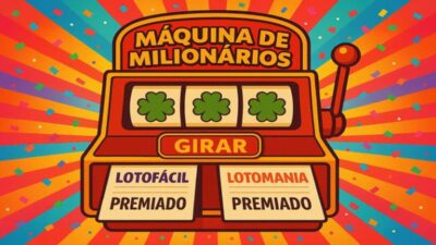 Máquina de milionários expele bilhetes da Lotofácil e da Lotomania.