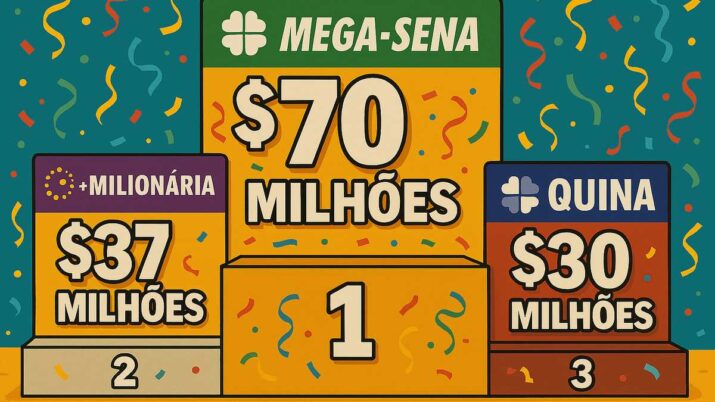 Pódio dos prêmios estimados para as loterias da Caixa neste início de semana.