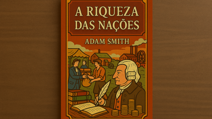 Ilustração do livro clássico e Adam Smith, A Riqueza das Nações