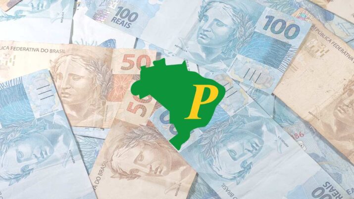 Montagem de logo da PetroReconcavo sobre notas de reais