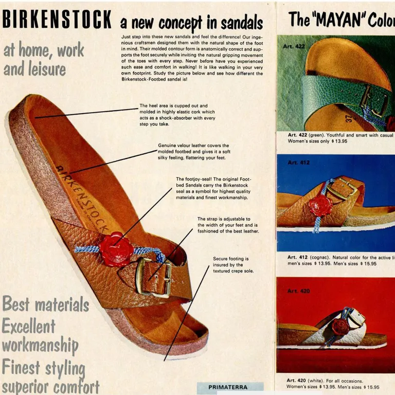 Anúncio antigo da Birkenstock em revista americana