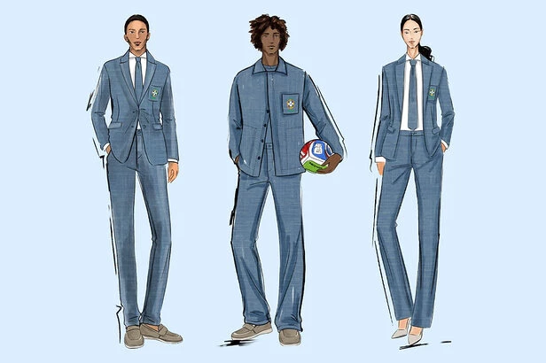 croquis do uniforme com três pessoas