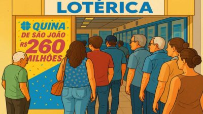 Fila para apostar na Quina de São João de 2026.