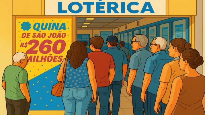 Fila para apostar na Quina de São João de 2026.