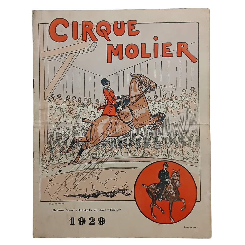 Livro raro "Programa do Apresentações do CIRQUE MOLIER Paris, de 1929"