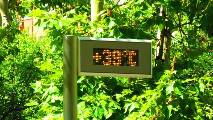 mostrador de temperatura indicando 39ºC