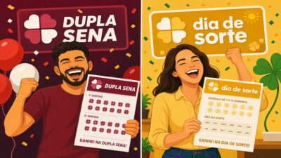 Ganhadores comemoram prêmio nas loterias Dupla Sena e Dia de Sorte
