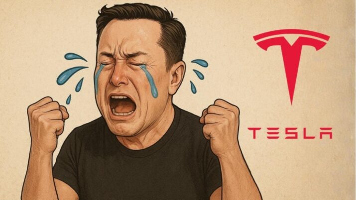 Imagem criada por inteligência artificial mostra Elon Musk chorando e o símbolo da Tesla ao lado