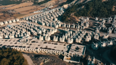 Vista panorâmica dos 587 minicastelos do Burj Al Babas