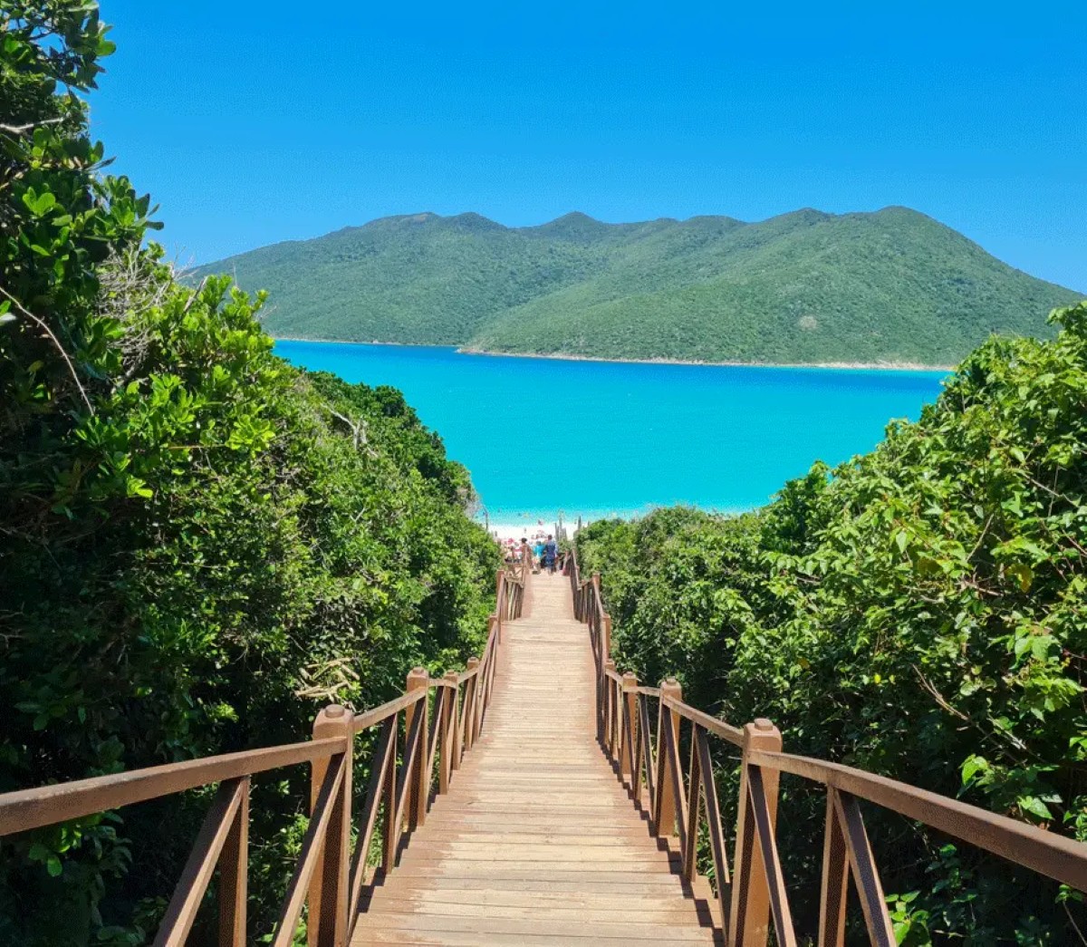 trilha para ir para a praia com vista do mar turquesa