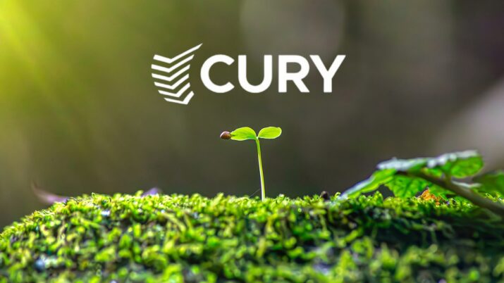 Logo da Cury e vegetação para representar iniciativas de ESG