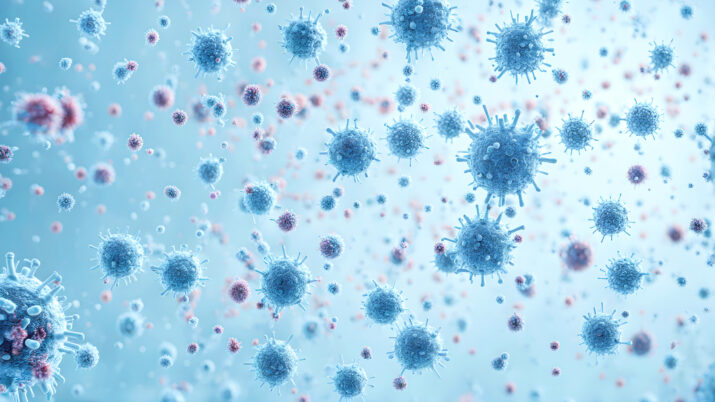 Microscopic blue bacteria background