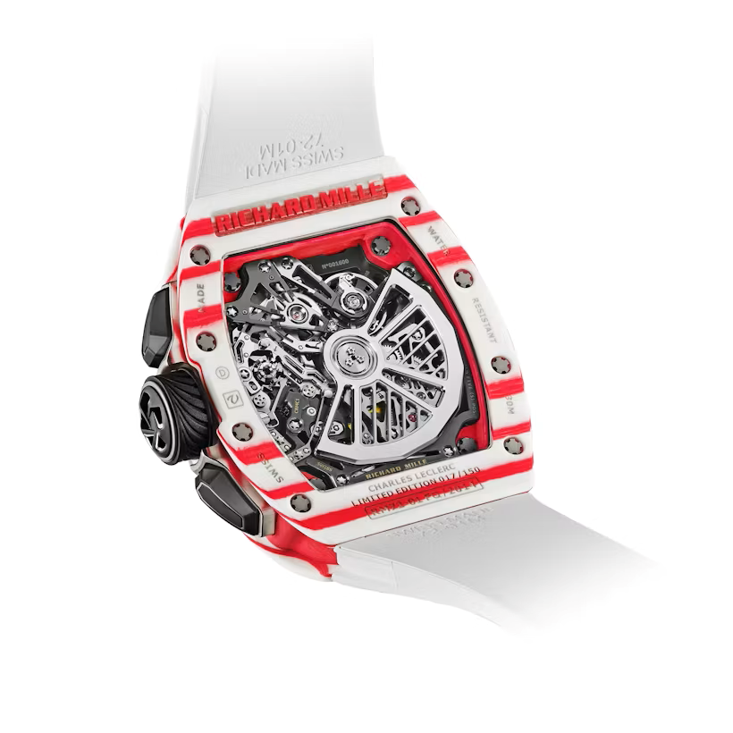 Relógio Richard Mille RM 72-01 “Charles Leclerc” Monaco Edition visto de trás