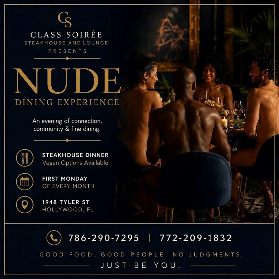 Anúncio do “Nude Dining Experience”.