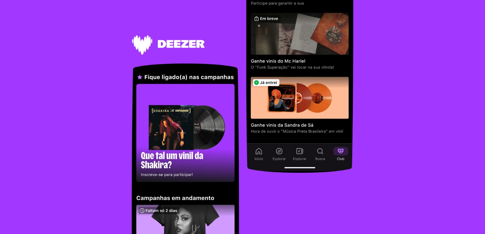Interface do Deezer Club