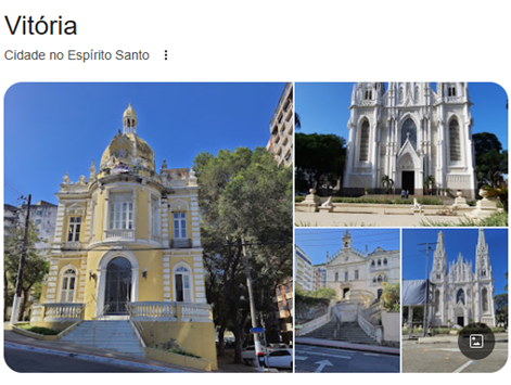 Print de igrejas como um resultado no Google para as palavras "Vitória Espírito Santo"