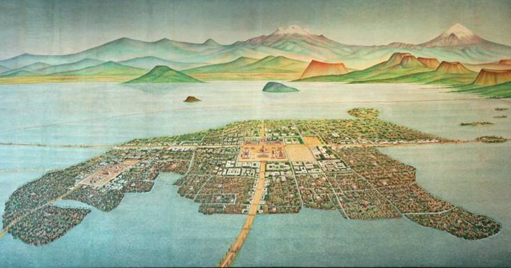 Representação artística de Tenochtitlán