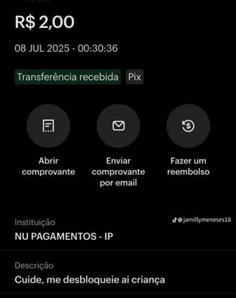 Mensagem no campo do Pix