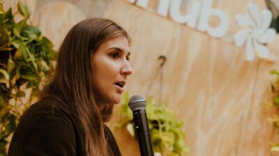Bia Haddad Maia fala sobre pausa na carreira em evento promovido pelo Wellhub, em São Paulo