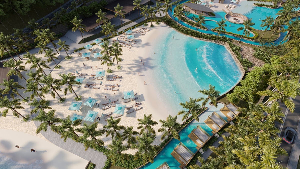 vista aérea da piscina de ondas