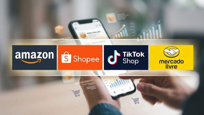 logo dos marketplaces tiktok shop shopee mercado livre amazon com fundo de celular