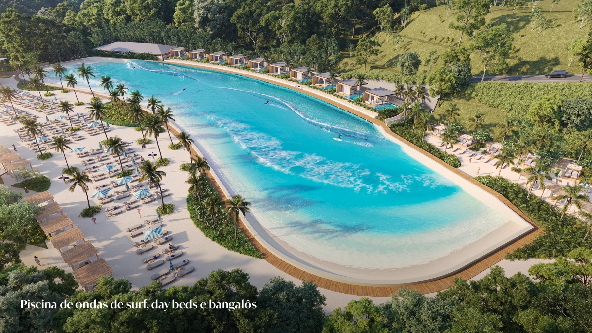 vista aérea da Piscina de ondas de surf